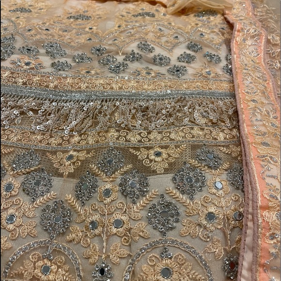 Designer New Peach Lehenga with sequins and mirror work - Picture 2 of 10